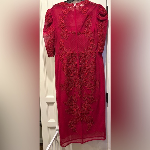 Zuhair Murad Red Lace Pencil Midi Gown Never Worn With Tags - Picture 5 of 8